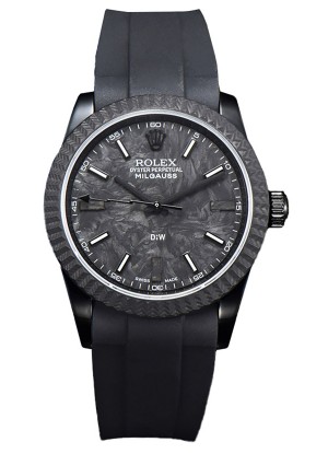 Rolex Milgauss DiW Reloj Caja Carbón Negro - Movimiento Automático ETA2836 en Correa Negra