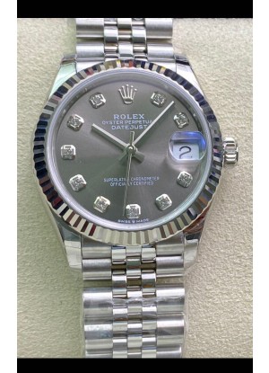 Rolex Datejust 31MM Movimiento ETA-2671 Reloj Réplica Suizo en Acero 904L Dial Gris