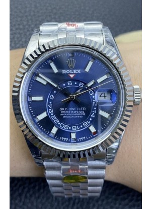 Rolex Sky-Dweller REF# M336934 Dial Azul Reloj en Caja de Acero 904L Réplica a Espejo 1:1