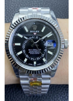 Rolex Sky-Dweller REF# M326934 Dial Negro Reloj en Caja de Acero 904L Réplica a Espejo 1:1