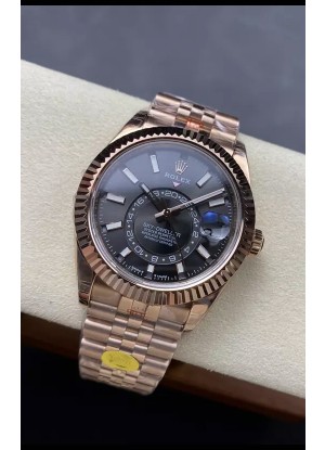 Rolex Sky-Dweller REF# 336935 Dial Negro Reloj en Oro Rosado Caja Acero 904L Réplica Espejo 1:1