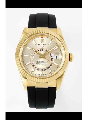 Rolex Sky-Dweller REF# 336935 Dial Oro Reloj en Oro Amarillo Caja Acero 904L Réplica Espejo 1:1