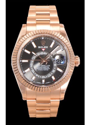Rolex Sky-Dweller REF# 336235 Dial Slate Reloj en Oro Rosado Caja Acero 904L Réplica Espejo 1:1