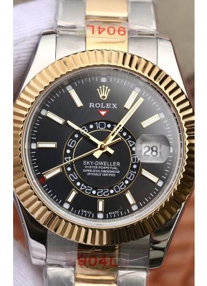 Rolex Sky-Dweller Oystersteel Oro Amarillo Oyster 42MM Reloj Réplica a Espejo 1:1 