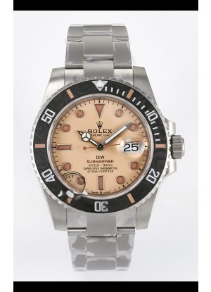 Rolex Submariner DiW Caja de Acero con Acabado Arenado y Bisel de Fibra de Carbono. Dial Beige.