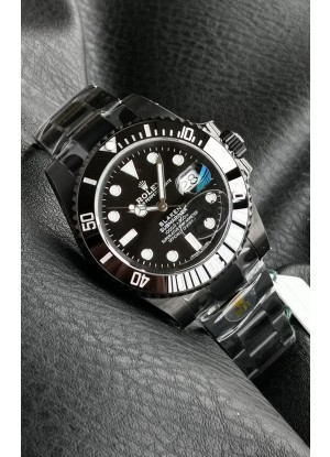 Rolex Submariner Blaken DLC Coated Reloj Réplica Suizo en Dial Negro 