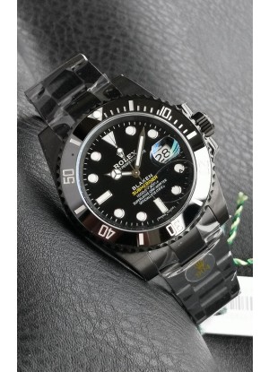 Rolex Submariner Blaken DLC Coated Reloj Réplica Suizo en Dial Negro 