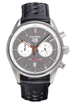 Tag Heuer Carrera Cronógrafo 43 Reloj Réplica Cuarzo Suizo Dial Gris Leather Strap