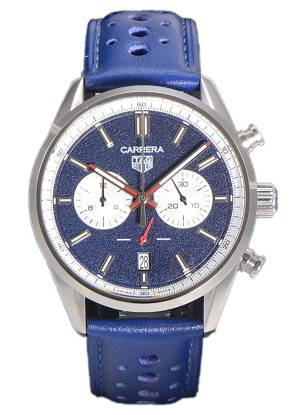 Tag Heuer Carrera Cronógrafo 43 Reloj Réplica Cuarzo Suizo Dial Azul Correa Piel 