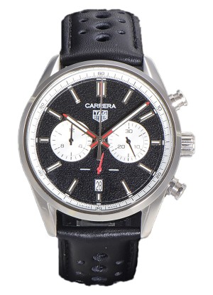 Tag Heuer Carrera Cronógrafo 43 Reloj Réplica Cuarzo Suizo Dial Negro Correa de Piel