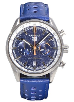 Tag Heuer Carrera Cronógrafo 43 Reloj Réplica Cuarzo Suizo Dial Azul Correa Piel
