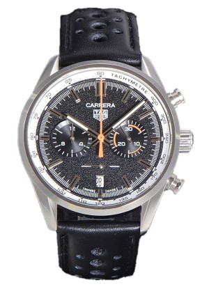 Tag Heuer Carrera Cronógrafo 43 Reloj Réplica Cuarzo Suizo Dial Negro Correa Piel