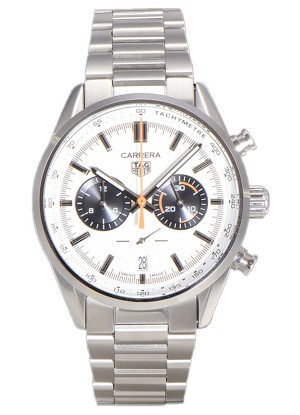 Tag Heuer Carrera Cronógrafo 43 Reloj Réplica Cuarzo Suizo Dial Blanco Correa Piel