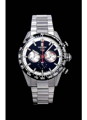 Tag Heuer Carrera Movimiento Cuarzo Suizo Reloj Réplica Dial Negro - Correa de Acero Inoxidable