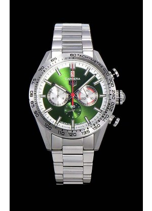 Tag Heuer Carrera Movimiento Cuarzo Suizo Reloj Réplica Dial Verde - Correa de Acero Inoxidable