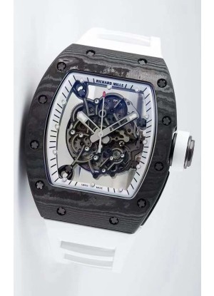 Richard Mille RM055 Caja de Carbono Forjado Reloj Réplica a espejo 1:1 Correa Blanca