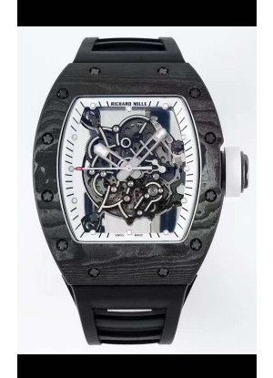 Richard Mille RM055 Caja de Carbono Forjado Reloj Réplica a espejo 1:1 Correa Negra