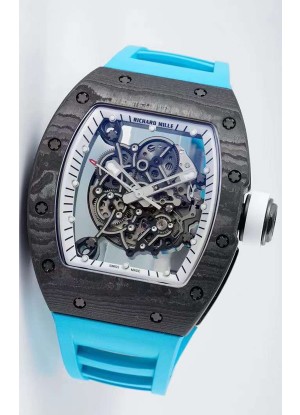Richard Mille RM055 Caja de Carbono Forjado Reloj Réplica a espejo 1:1 Correa Azul