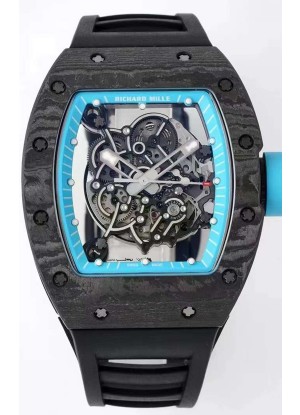 Richard Mille RM055 Caja de Carbono Forjado Reloj Réplica a espejo 1:1 Correa Negra