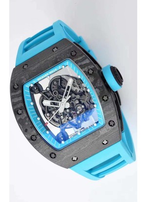 Richard Mille RM055 Caja de Carbono Forjado Reloj Réplica a espejo 1:1 Correa Azul