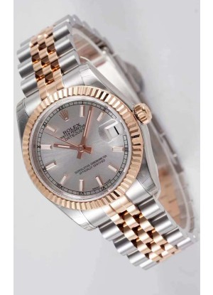 Rolex Datejust 31MM Movimiento Cal.3135 Movement Reloj Réplica Suizo Dial Gris Correa Jubilee - Reloj Ultimate Acero 904L