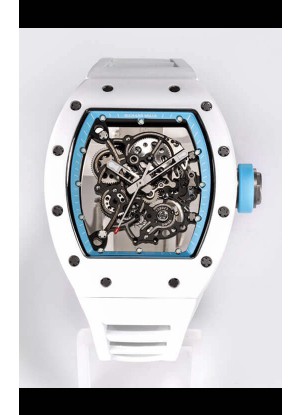Richard Mille RM055 Caja Cerámica Blanca Reloj Réplica a Espejo 1:1 Correa Blanca
