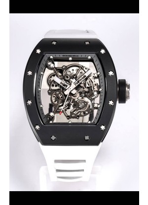 Richard Mille RM055 Caja Cerámica Negra Reloj Réplica a Espejo 1:1 Correa Blanca