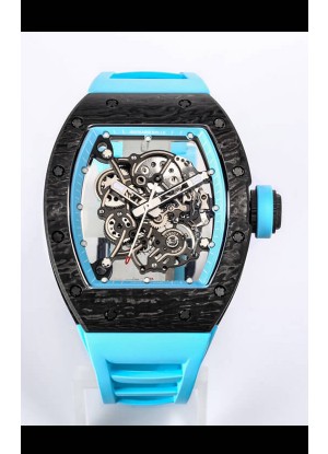 Richard Mille RM055 Caja Carbono Negra Reloj Réplica a Espejo 1:1 Correa Azul