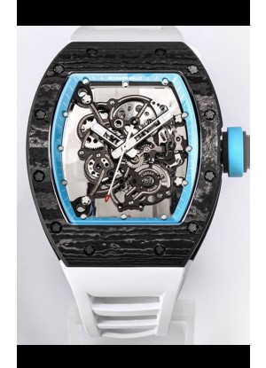 Richard Mille RM055 Caja Carbono Negra Reloj Réplica a Espejo 1:1 Correa Blanca