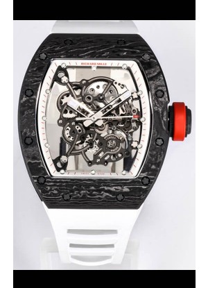 Richard Mille RM055 Caja Carbono Negra Reloj Réplica a Espejo 1:1 Correa Blanca