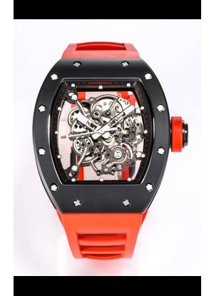 Richard Mille RM055 Caja Cerámica Negra Reloj Réplica a Espejo 1:1 Correa Roja