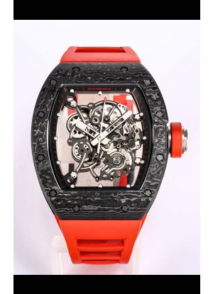 Richard Mille RM055 Caja Cerámica Negra Reloj Réplica a Espejo 1:1 Correa Roja