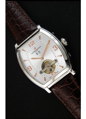 Vacheron Constantin Malte Reloj Réplica Japonés Tourbillon Dial en Acero color Blanco