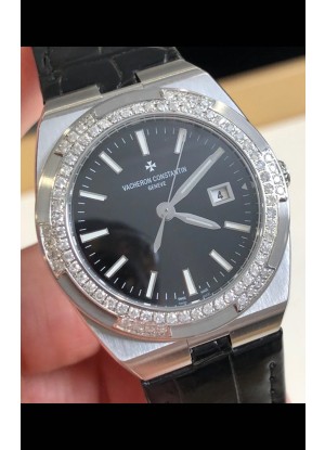 Vacheron Constantin Overseas Acero Inoxidable 33MM Reloj Réplica Cuarzo Suizo Dial Negro 