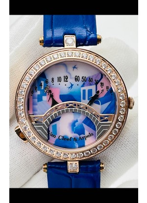 Van Cleef & Arpels Lady Arpels Pont des Amoureux en Oro Rosado Correa Azul