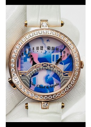 Van Cleef & Arpels Lady Arpels Pont des Amoureux en Oro Rosado Correa Blanca