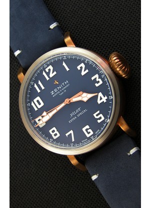 Zenith Pilot Type 20 Extra Special Vintage Style Dial Azul Reloj Réplica Suizo a Espejo 1:1