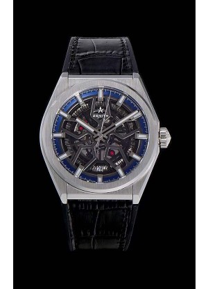 Zenith Defy Classic Skeleton 41 mm Titanio Reloj Réplica Suizo Hombres - Correa de Piel Negro