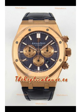 Reloj Royal Oak Chrono 26331 de oro rosa con esfera azul, superclon
