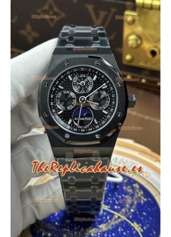 Reloj Royal Oak 26579CE con calendario perpetuo y cerámica negra, réplica de alta calidad