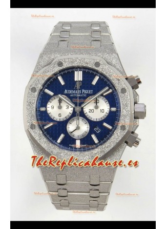 Reloj Royal Oak Chrono 26331, oro blanco esmerilado, esfera azul, superclon