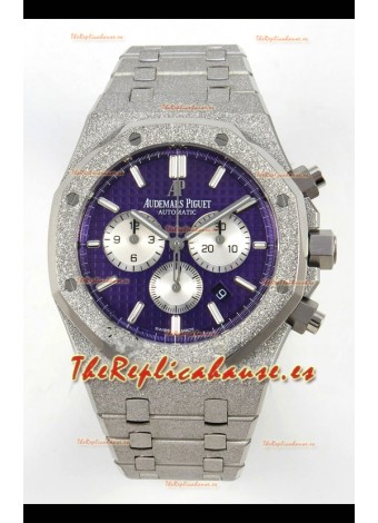 Reloj Royal Oak Chrono 26331, oro blanco esmerilado, esfera morada, superclon