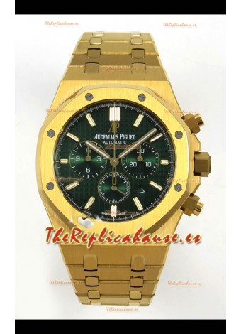 Reloj Royal Oak Chrono 26331 de oro amarillo con esfera verde, superclon