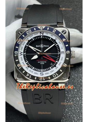 Reloj réplica suizo Bell and Ross BR03 GMT Compass con bisel azul/negro