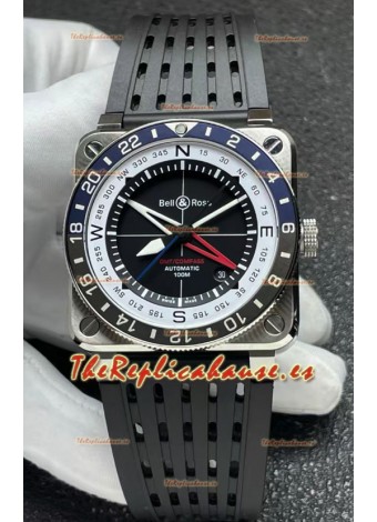 Reloj réplica suizo Bell and Ross BR03 GMT Compass con bisel azul/negro
