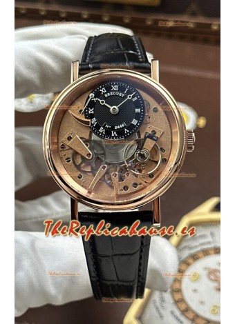 Reloj Breguet Tradition 7057BR/R9/9W6 con caja de oro rosa y tourbillon único, superclon