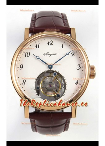 Reloj Breguet Classique Tourbillon con esfera de números en oro rosa, réplica perfecta