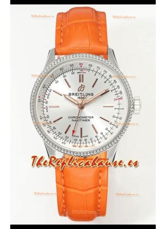 Reloj Navitimer Automatic 36 con esfera de acero y caja de acero, réplica de alta calidad