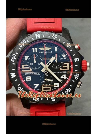 Reloj réplica Breitling Endurance PRO 44 con correa roja y movimiento de cuarzo suizo