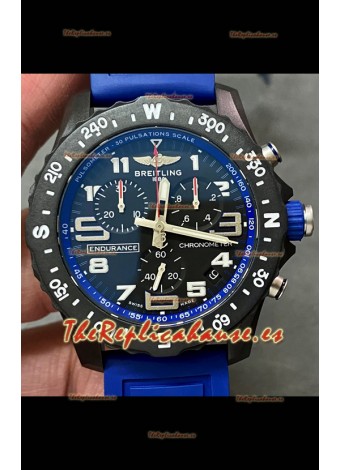 Reloj réplica Breitling Endurance PRO 44 con correa azul oscuro y movimiento de cuarzo suizo